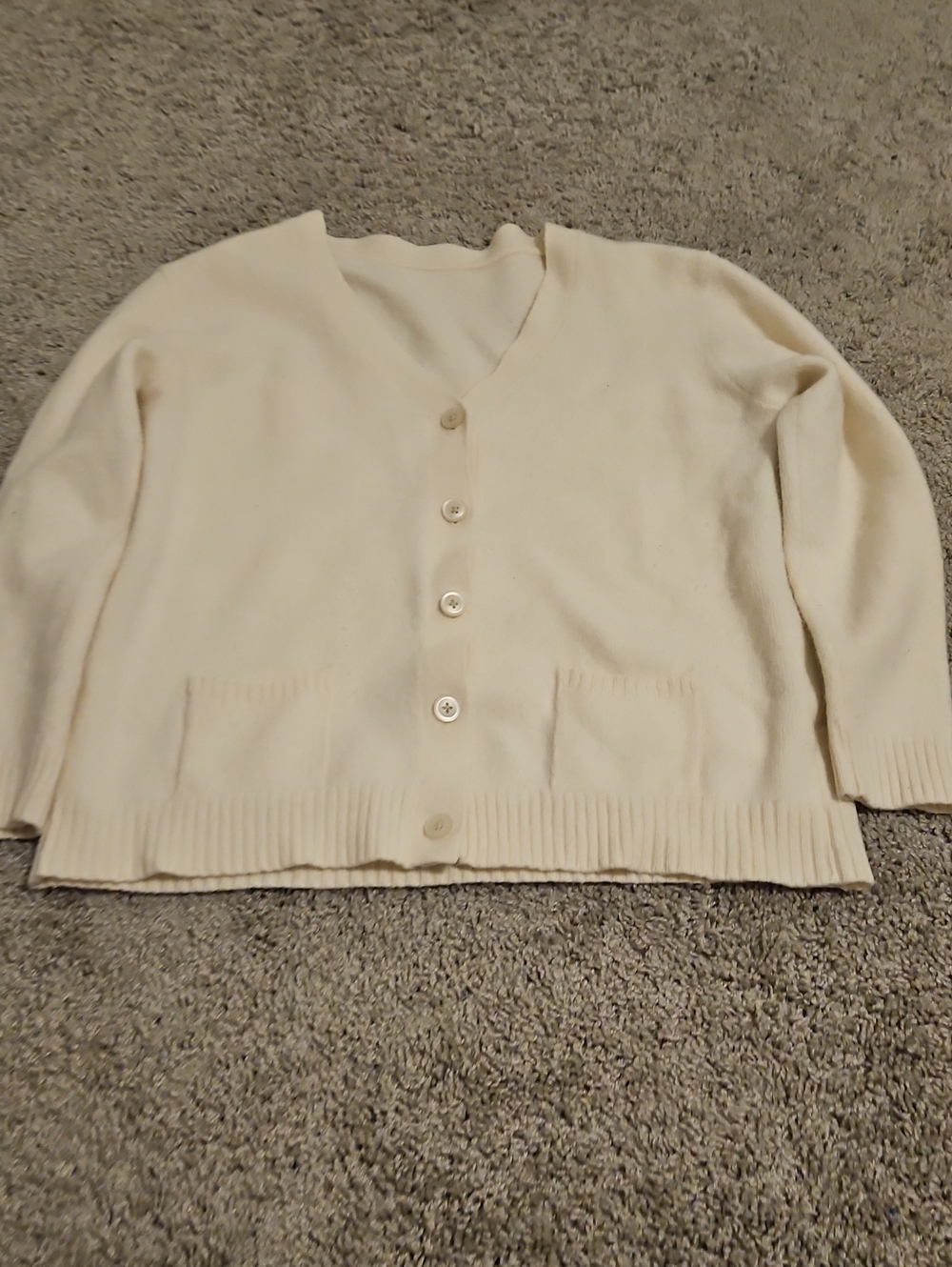 George Ivory Button-Up V-Neck Cardigan